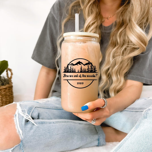 Are We Out of the Woods Glass Can, Iced Coffee Cup, Gifts for Her, Music Lover, Fan Gifts