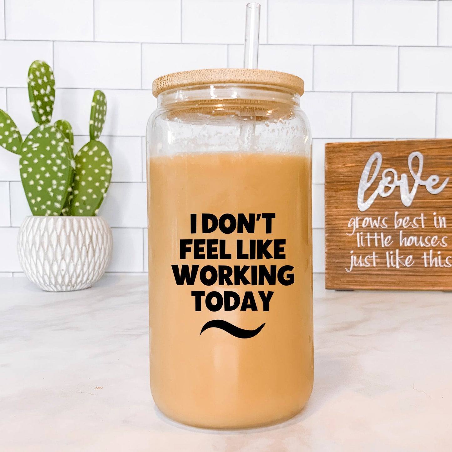 I Don't Feel Like Working Today Glass Tumbler, Funny Gift, Sarcastic Gift, Coworker Gift