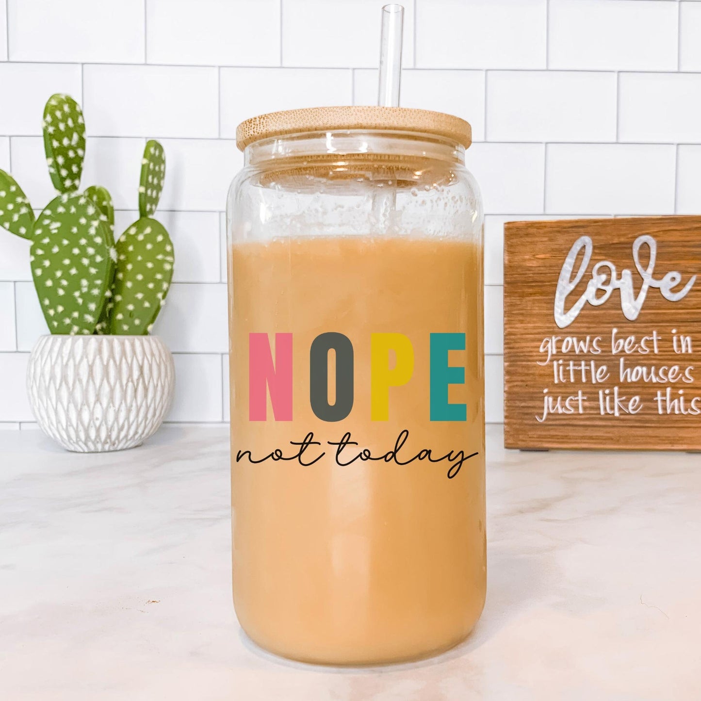 Nope Not Today Glass Tumbler, Coworker Gifts, Boss Gifts, Funny Gifts, Sarcastic Gifts